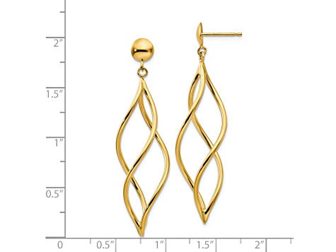 14k Yellow Gold Curved Tube Dangle Earrings