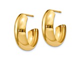 14k Yellow Gold Polished 24mm x 15mm J-Hoop Earrings