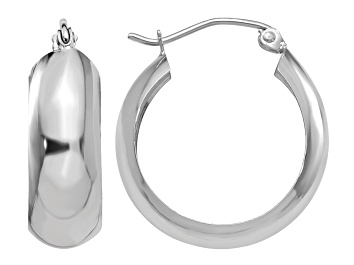 Picture of 14k White Gold 14mm x 23mm Hoop Earrings