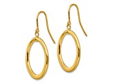 14k Yellow Gold Polished Tapered Flat Oval Dangle Earrings