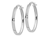 14K White Gold 3mm Oval Hoop Earrings