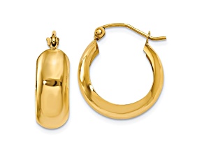 14k Yellow Gold 19mm x 7mm Hoop Earrings
