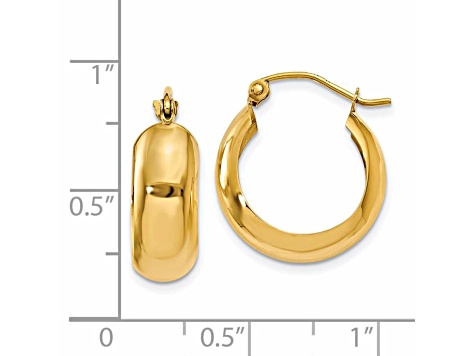 14k Yellow Gold 19mm x 7mm Hoop Earrings