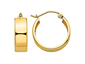 14k Yellow Gold 13mm x 5.5mm Hoop Earrings