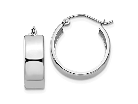 14k White Gold 13mm x 5.5mm Fancy Hoop Earrings