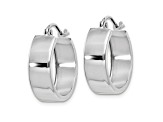 14k White Gold 13mm x 5.5mm Fancy Hoop Earrings