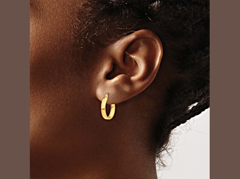 14k Yellow Gold 14mm x 3mm  Polished Hoop Earrings