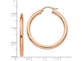 14k Rose Gold 35mm x 3mm Polished Lightweight Tube Hoop Earrings