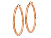 14k Rose Gold 45mm x 3mm Polished Lightweight Tube Hoop Earrings