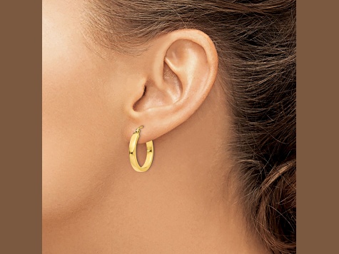 14k Yellow Gold 2x3mm Square Tube Hoops