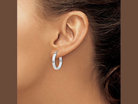 14k White Gold 2x3mm Rectangle Tube Hoop Earrings