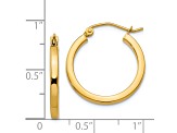 14k Yellow Gold 20mm x 2mm Square Tube Hoop Earrings