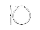 14k White Gold 25mm x 2mm Square Tube Hoops