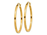 14k Yellow Gold 35mm x 2mm Square Tube Hoop Earrings