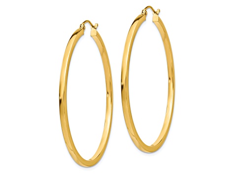 14k Yellow Gold 45mm x 2mm Square Tube Hoop Earrings