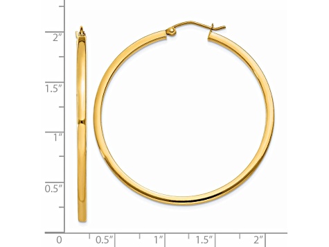 14k Yellow Gold 45mm x 2mm Square Tube Hoop Earrings