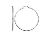 14k White Gold 55mm x 2mm Square Tube Hoops