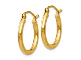 14K Yellow Gold 17mm x 2mm Polished Lightweight Tube Hoop Earrings