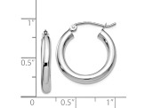 14K White Gold 20mm x 3mm Polished Lightweight Tube Hoop Earrings