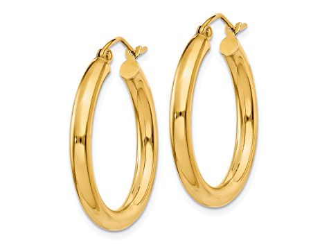 Classic Gold Hoop Earrings 25mm - 14K White Gold