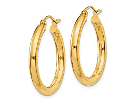 14K Yellow Gold Polished 5mm Tube Hoop Earrings