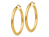 14k Yellow Gold 35mm x 3mm Polished Lightweight Tube Hoop Earrings