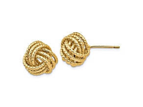 14k Yellow Gold Polished and Twisted Love Knot Post Earrings