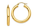 14K Yellow Gold 30mm x 4mm Polished Lightweight Tube Hoop Earrings