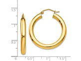 14K Yellow Gold 30mm x 4mm Polished Lightweight Tube Hoop Earrings