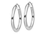 14K White Gold 35mm x 4mm Polished Lightweight Tube Hoop Earrings