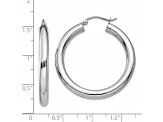 14K White Gold 35mm x 4mm Polished Lightweight Tube Hoop Earrings