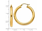 14K Yellow Gold 35mm x 4mm Polished Lightweight Tube Hoop Earrings