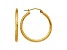 14k Yellow Gold 25mm x 2mm Satin and Diamond-cut  Round Tube Hoop Earrings