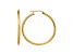 14k Yellow Gold 35mm x 2mm Satin and Diamond-cut Round Tube Hoop Earrings