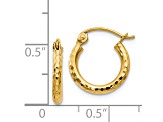 14k Yellow Gold 13mm x 2mm Diamond-cut Round Tube Hoop Earrings