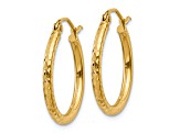 14k Yellow Gold 20mm x 2mm Diamond-cut Round Tube Hoop Earrings