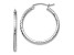 14k White Gold Diamond-cut 2mm Round Tube Hoop Earrings