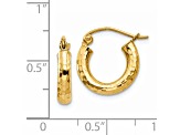 14k Yellow Gold 14mm x 3mm Diamond-cut  Round Hoop Earrings