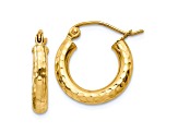 14k Yellow Gold 16mm x 3mm  Diamond-cut  Round Hoop Earrings