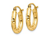 14k Yellow Gold 16mm x 3mm Diamond-cut Round Hoop Earrings