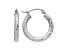 14k White Gold 20mm x 3mm Diamond-cut Round Hoop Earrings