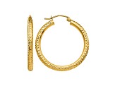 14k Yellow Gold 30mm x 3mm  Diamond-cut Round Hoop Earrings