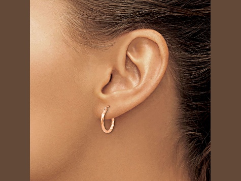 14k Rose Gold 16mm x 2mm Twist Polished Hoop Earring