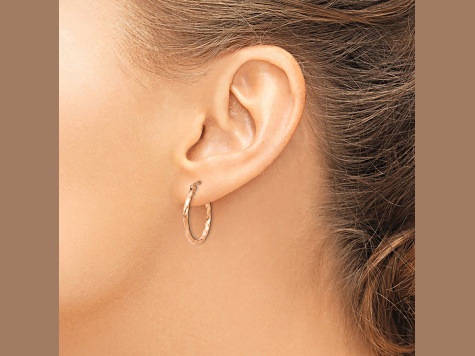 14k Rose Gold 21mm x 2mm Twisted Hoop Earrings