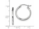 14k White Gold 21.74mm x 1.75mm Satin and Diamond-cut Square Tube Hoop Earrings