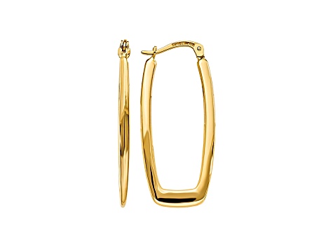 Solid 14k Yellow Gold Polished 2.25mm Rectangle Hoop Earrings