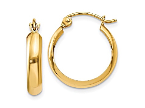 14k Yellow Gold Polished 3.5mm Hoop Earrings