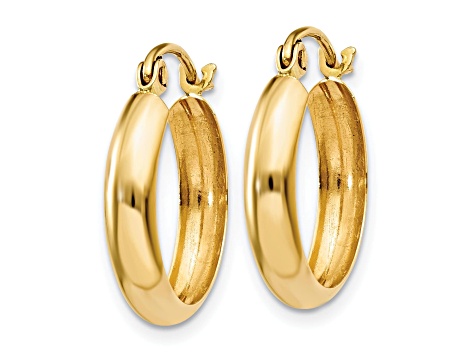 14k Yellow Gold Polished 3.5mm Hoop Earrings