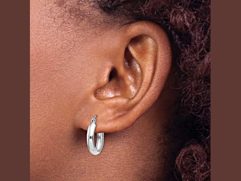 14k White Gold Polished 3.5mm Hoop Earrings
