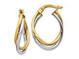 14K Two-Tone 20mm x 4mm Polished Oval Hoop Earrings